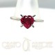 Solitario Argento cuore rosso mm 7